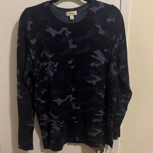 Style & Co. Navy Camouflage Long Sleeve Shirt